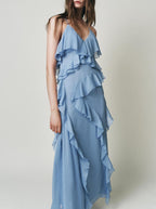 Women Laminated Decoration Sling Dress JuneMade