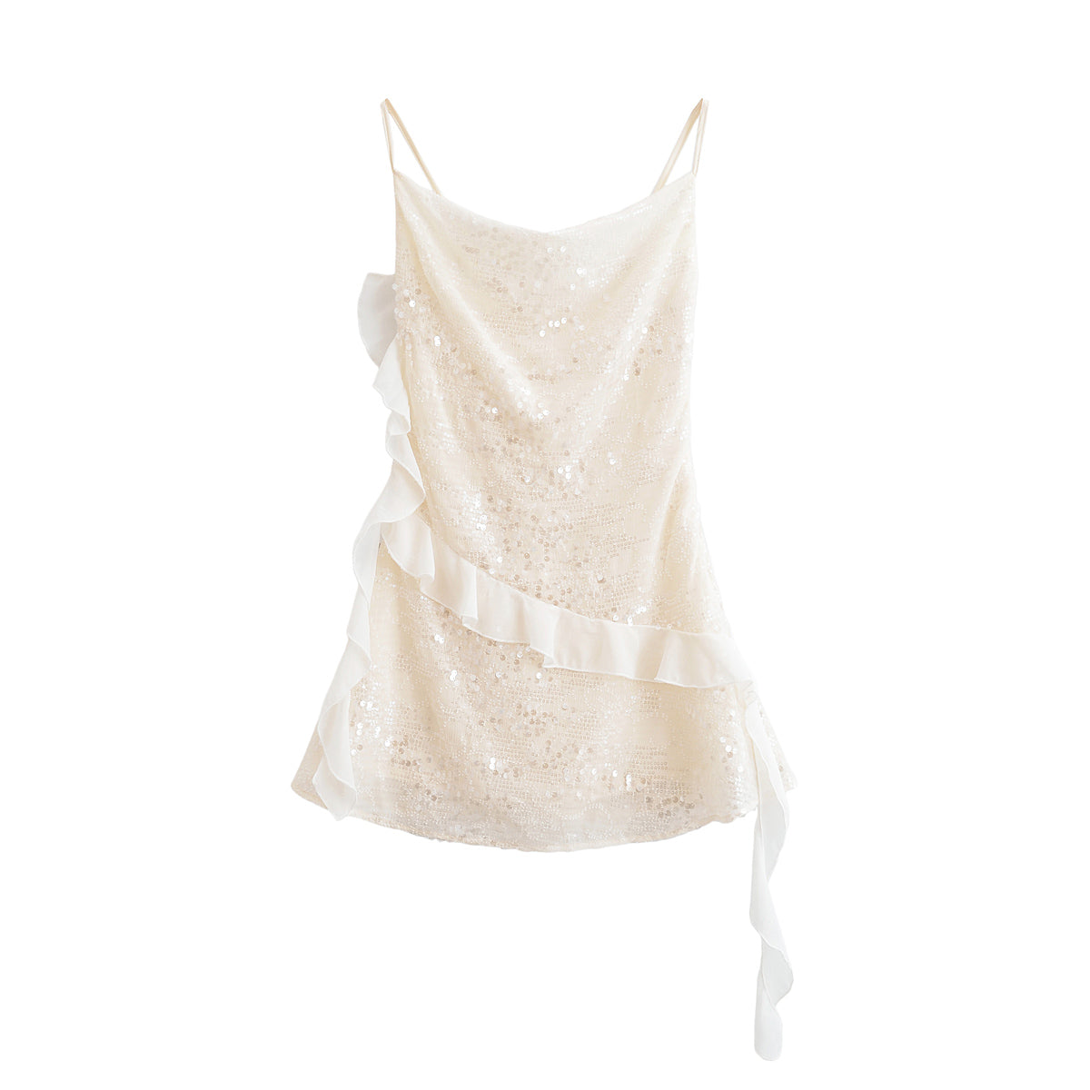 Robe courte d'été à paillettes décoratives laminées