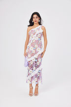 Women Lace One Shoulder Sleeveless Bodycon Dress ESUNG