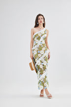 Women Lace One Shoulder Sleeveless Bodycon Dress ESUNG