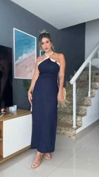 Summer Women Clothing Cotton Linen Backless Halter Split Dress Women Venly
