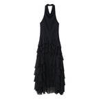 Summer Women Clothing Laminated Decoration Hanging Collar Maxi Dress Women JOUNJ