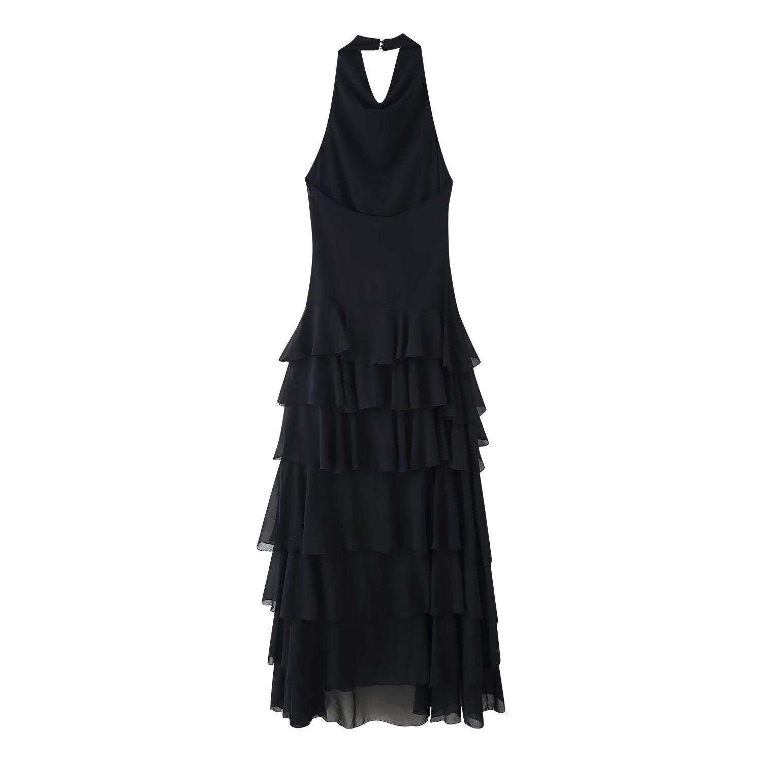Summer Women Clothing Laminated Decoration Hanging Collar Maxi Dress Women JOUNJ