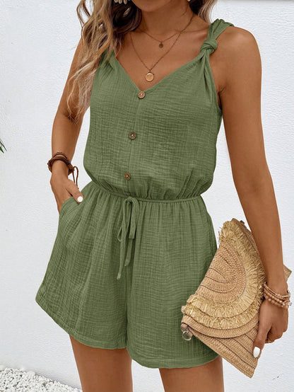 Summer Women Vacation Casual Jumpsuit All Match Sling Wide Leg Jumpsuit