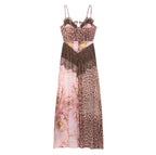 Vestido ajustado con estampado de encaje y contraste de colores para mujer