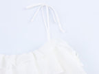 Robe d'été pour femme, broderie française et décoration laminée, à bretelles courtes