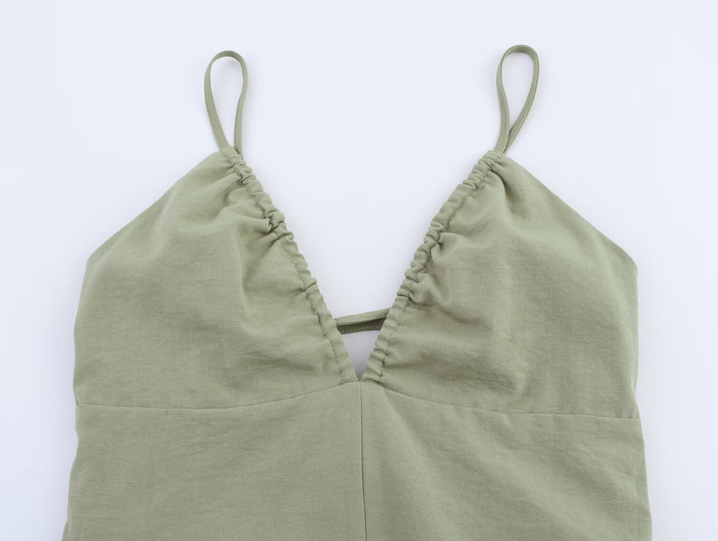 Women Clothing Solid Linen Midi Sling Dress