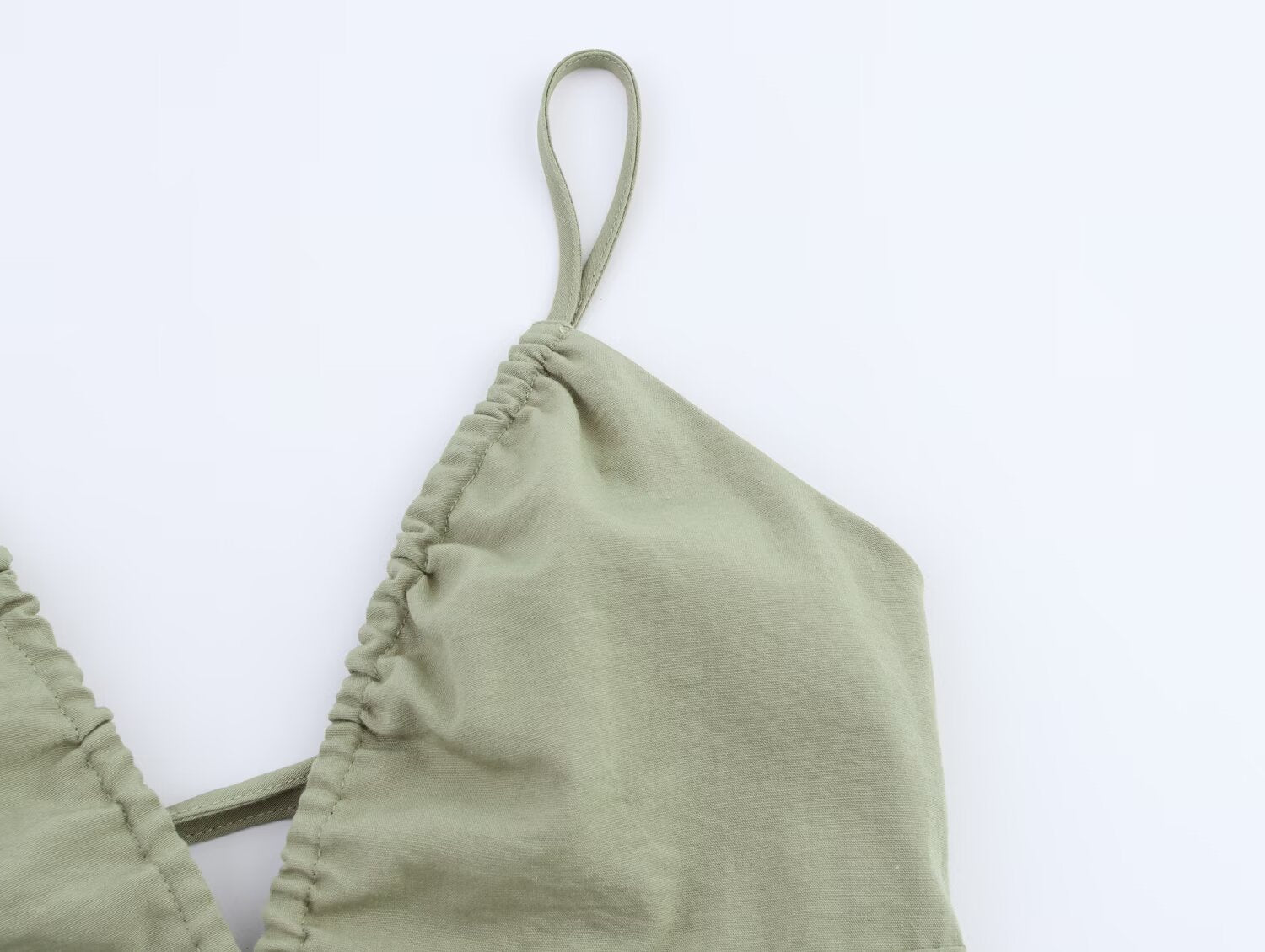 Robe midi à bretelles en lin uni pour femme