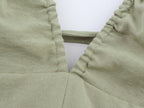 Robe midi à bretelles en lin uni pour femme