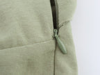 Robe midi à bretelles en lin uni pour femme