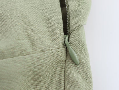 Women Clothing Solid Linen Midi Sling Dress