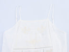 Women Clothing Summer Simple Embroidery Short Pleated Hem Sling Top Howe