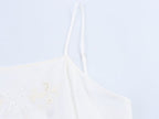 Women Clothing Summer Simple Embroidery Short Pleated Hem Sling Top Howe