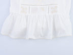 Women Clothing Summer Simple Embroidery Short Pleated Hem Sling Top Howe
