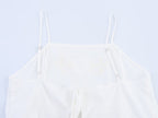 Women Clothing Summer Simple Embroidery Short Pleated Hem Sling Top Howe