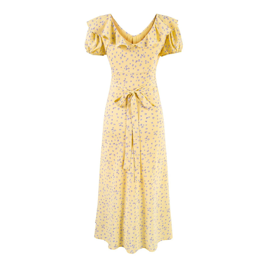 Mid Length Flounced Sexy Slim Summer Vacation Lace Sling Dress PullWind