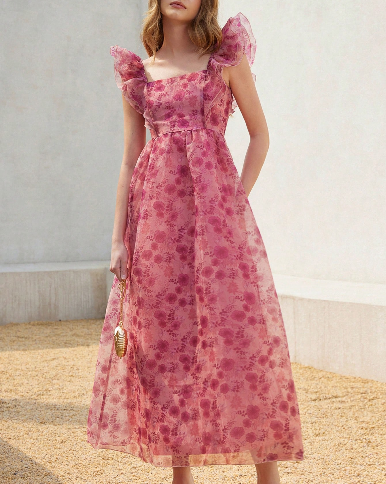 Summer French Tight Waist Small Fly Sleeve Length Dress