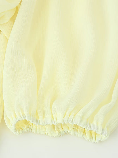 Summer Women Clothing Pleated round Neck Slimming Long Sleeves Women Maxi Dress CHEN