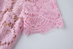 Vestido de cuello redondo de encaje de primavera y verano para mujer