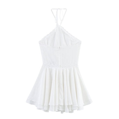 Summer Sexy Net Red Wind Hanging Collar Short Dress