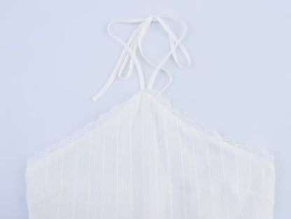 Summer Sexy Net Red Wind Hanging Collar Short Dress