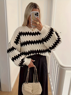 Suéter holgado de punto a rayas para mujer, otoño e invierno, moderno