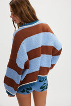 Suéter de rayas de color en contraste para otoño e invierno, jersey de mujer, jersey de punto holgado y moderno, suéter de otoño e invierno para mujer