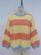 Suéter de rayas de color en contraste para otoño e invierno, jersey de mujer, jersey de punto holgado y moderno, suéter de otoño e invierno para mujer