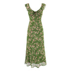 Tea Break Green Shivering Dress Women Summer Vacation V neck Sexy Cinched Slimming Maxi Dress PullWind