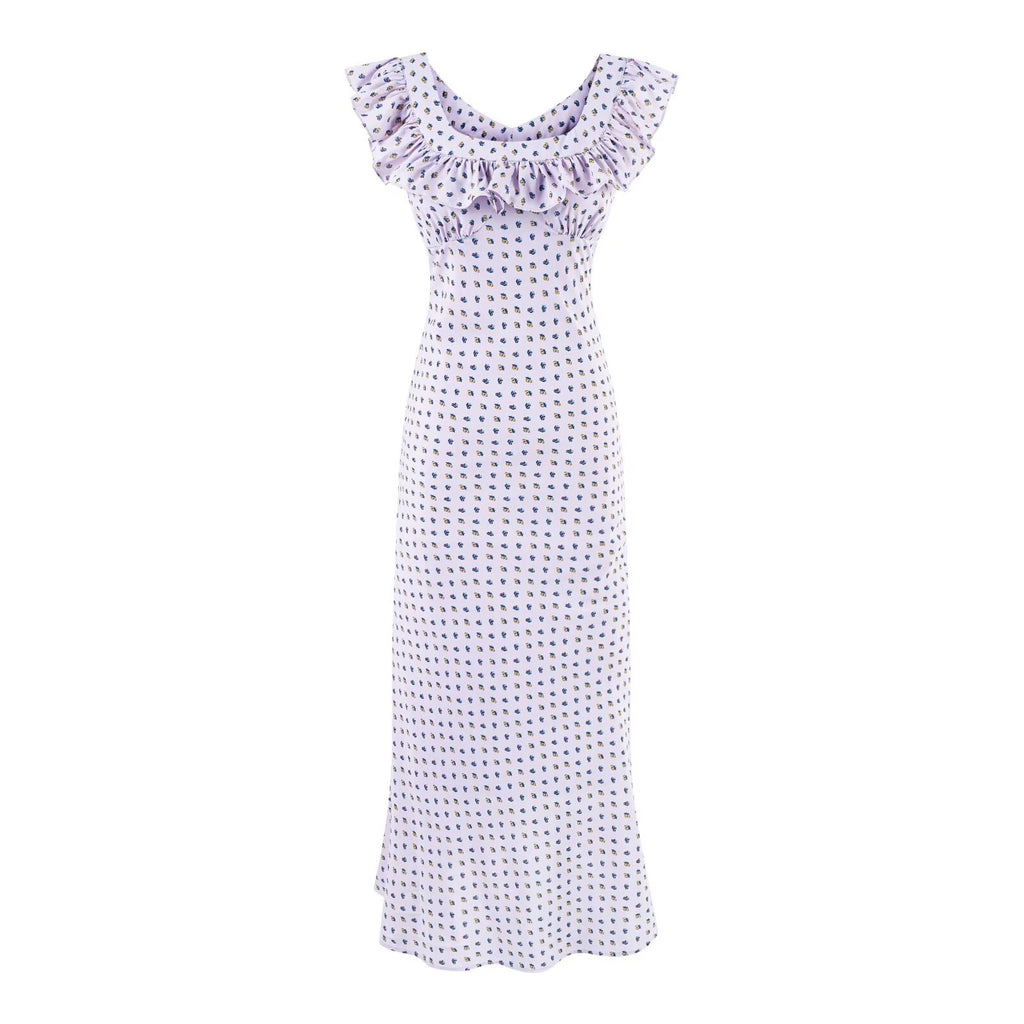 Summer Sexy Square Neck Ruffled Waist Trimming Printing Sheath Dress PullWind