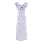 Summer Sexy Square Neck Ruffled Waist Trimming Printing Sheath Dress PullWind