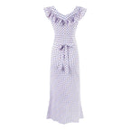 Summer Sexy Square Neck Ruffled Waist Trimming Printing Sheath Dress PullWind