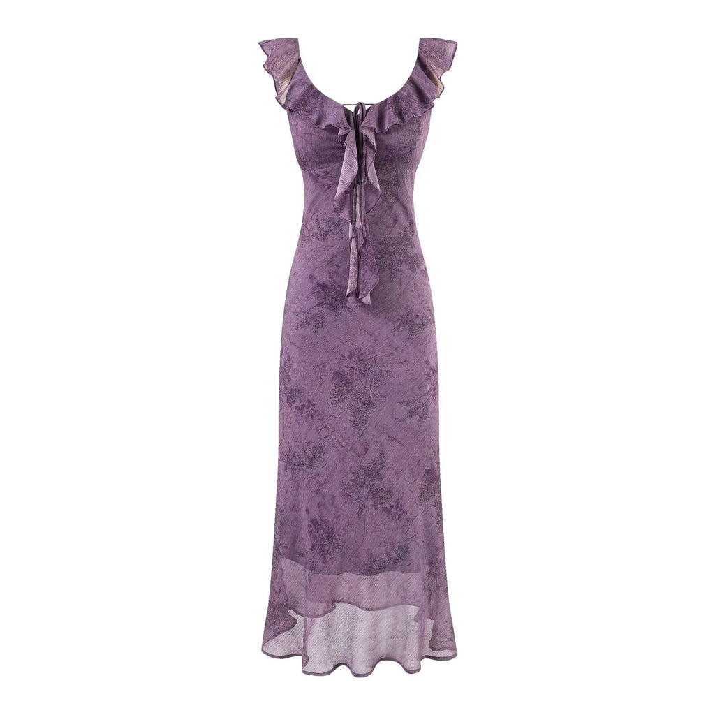 Summer Adult Lady like Woman Sexy Purple Printed Sexy Sheath Dress PullWind