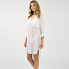 Woven Crepe Shirt Hidden Hook Beach Cover up Bikini Coat Shirt Swimsuit Cardigan Women EvenStar