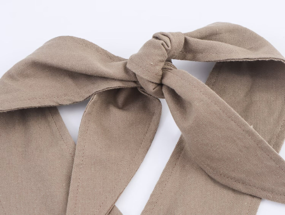 Women Clothing Popular Linen Hanging Collar Vest Top Skirt Sets SenDa
