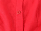 French Slim Fit Retro Red Cotton Linen Halter Large Swing Sexy Low Cut Cinched Slimming Dress OMI