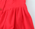 French Slim Fit Retro Red Cotton Linen Halter Large Swing Sexy Low Cut Cinched Slimming Dress OMI