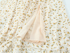 Summer Wind Women Clothing Palace Small Floral Print Square Collar Puff Sleeve Split Dress OMI