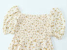 Summer Wind Women Clothing Palace Small Floral Print Square Collar Puff Sleeve Split Dress OMI