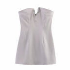 Women Clothing Autumn Socialite Slim Fit Rhinestone Ornament Tube Top Short Type Dress LongZest