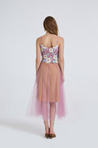 Women Summer Lace Embroidered Spaghetti Strap Patchwork Chiffon Maxi Dress ESUNG