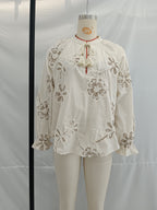Vêtements pour femmes Printemps Doux Chemise Mini brodée à fleurs délicates