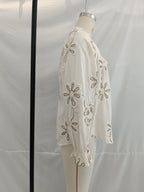 Vêtements pour femmes Printemps Doux Chemise Mini brodée à fleurs délicates