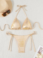 Traje de baño bikini sexy con cordones y bolsa triangular