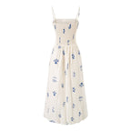 Tight Waist Floral Embroidered Suspender Dress Women Summer Thin Slimming Bud PullWind