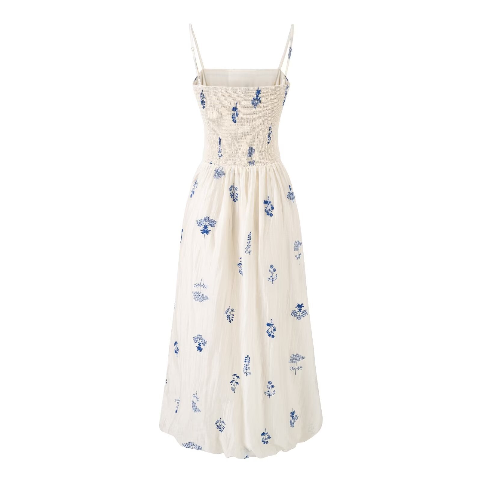 Tight Waist Floral Embroidered Suspender Dress Women Summer Thin Slimming Bud PullWind