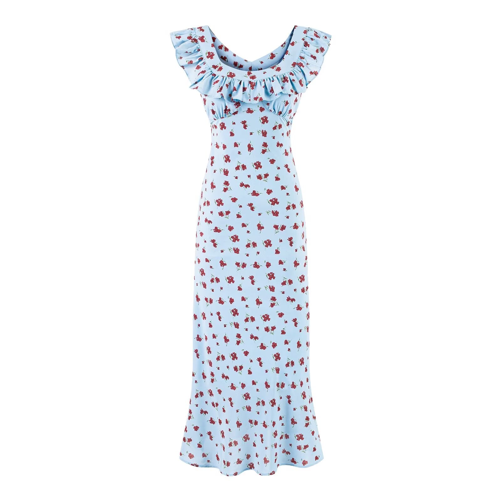 Summer Wind Ruffled V neck Floral Vacation Casual Dress Dress PullWind
