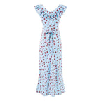 Summer Wind Ruffled V neck Floral Vacation Casual Dress Dress PullWind