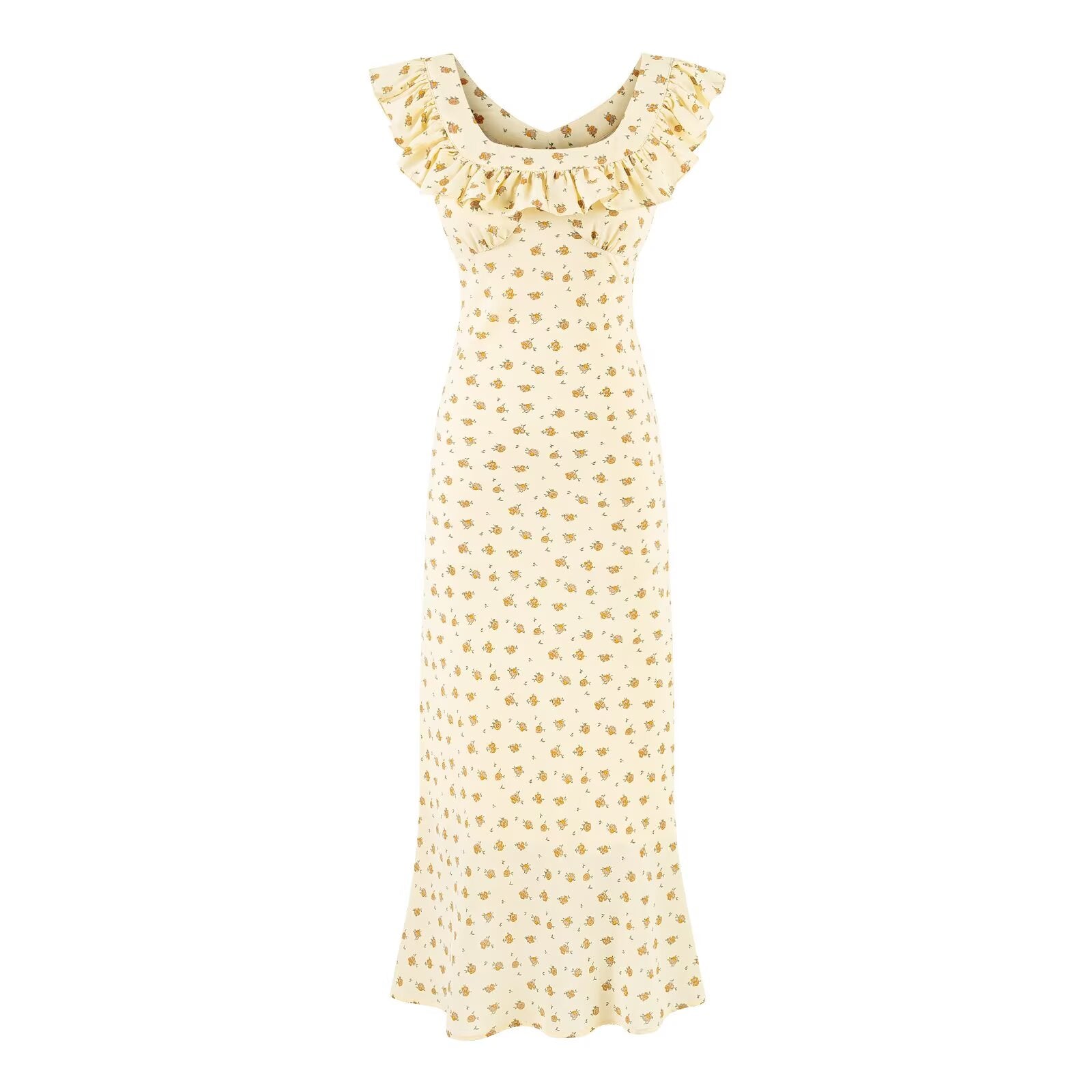 Summer Wind Ruffled V neck Floral Vacation Casual Dress Dress PullWind