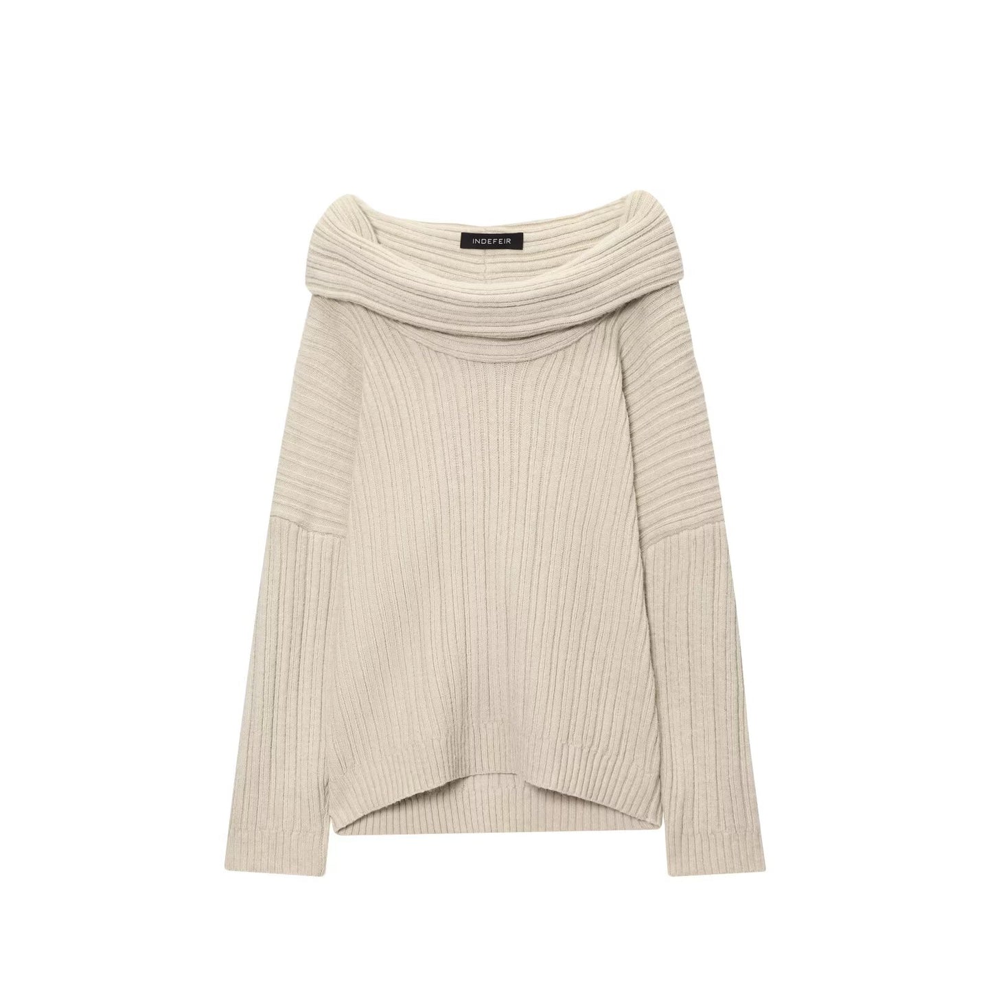 Trendy Casual All Matching Lazy off Shoulder Shoulder Knitwear Sweater Women